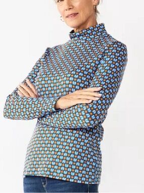 CROFT & BARROW Mod Geometric Mock Neck Top